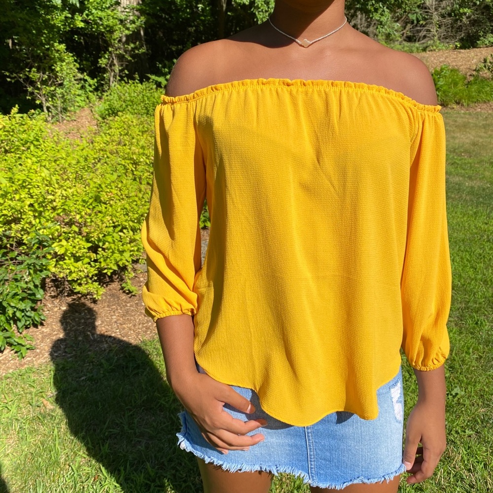 Charming Charlie’s Off the Shoulder Yellow Blouse